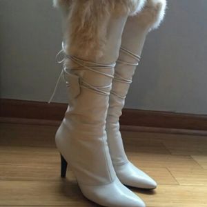 Leather and fur boots